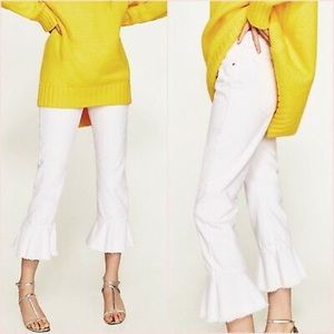 ZARA white jeans (NWT)...flared, cropped, frayed
